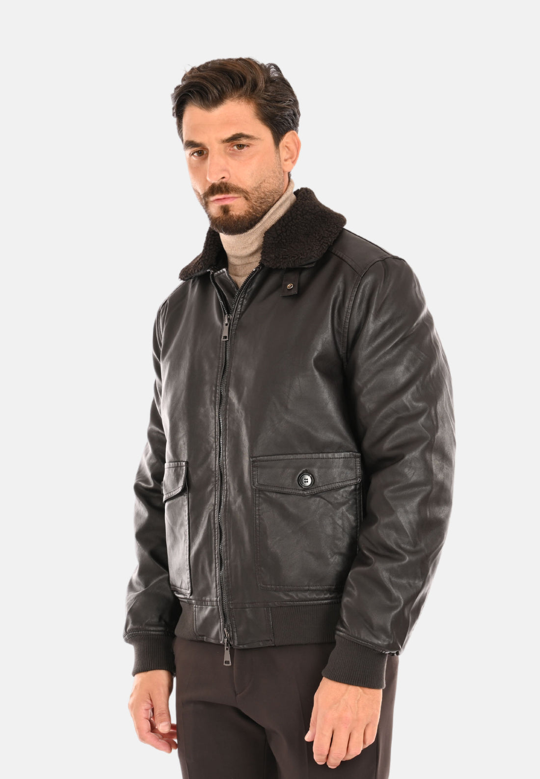 Bomber en cuir écologique