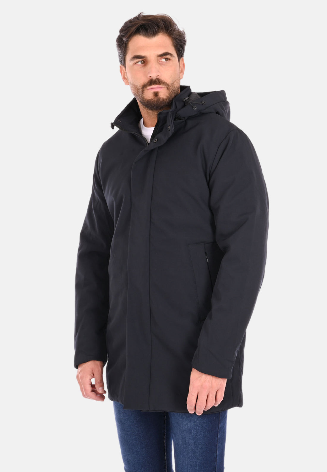 Parka in tessuto tecnico con cappuccio