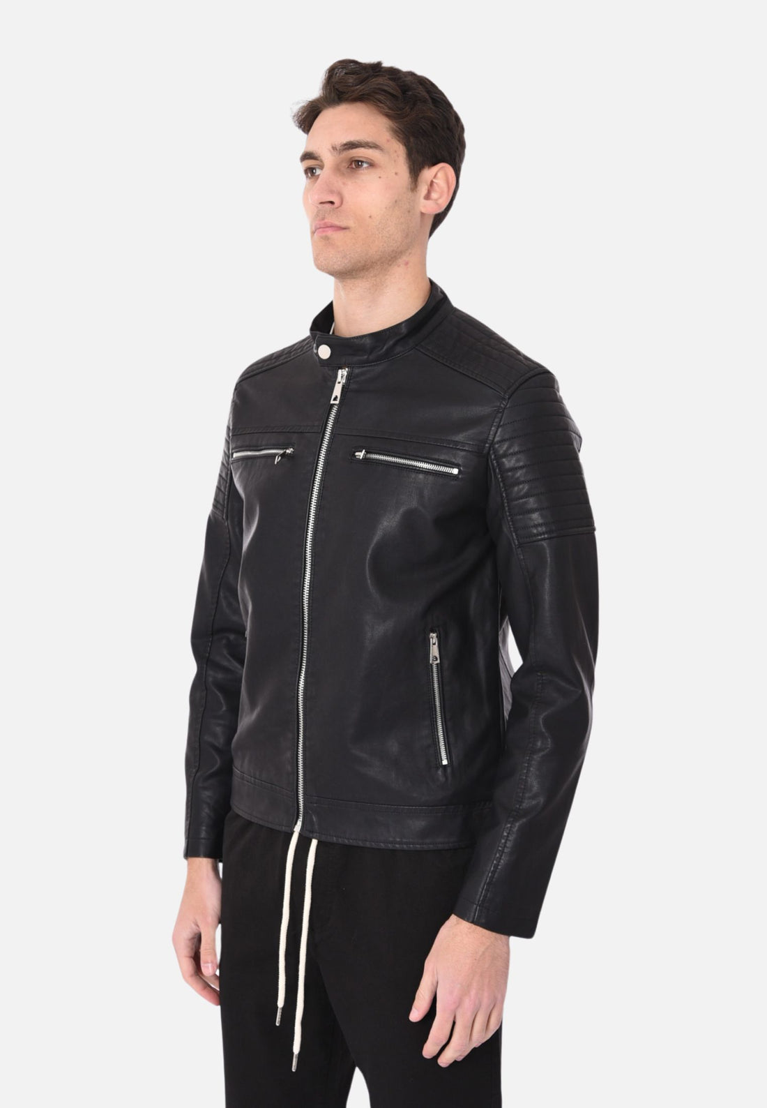 Veste biker col mao