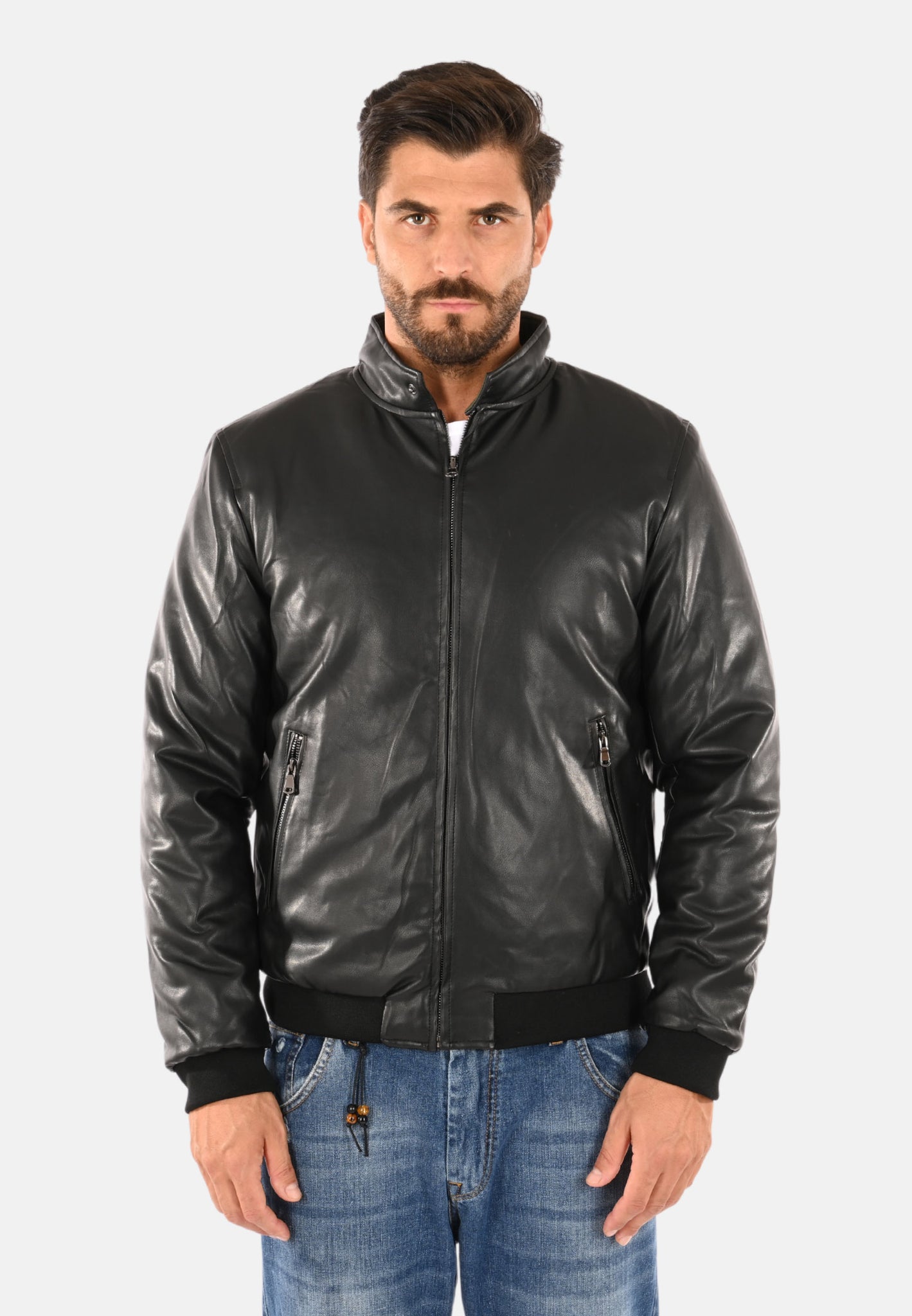 Veste en éco-cuir double face