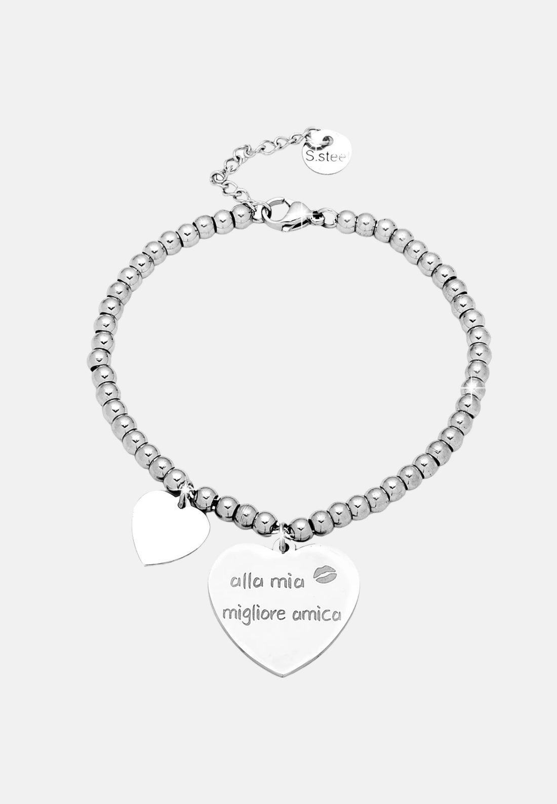 Bracelet avec coeur et phrase gravée