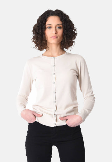 Cardigan col rond avec boutons bijoux