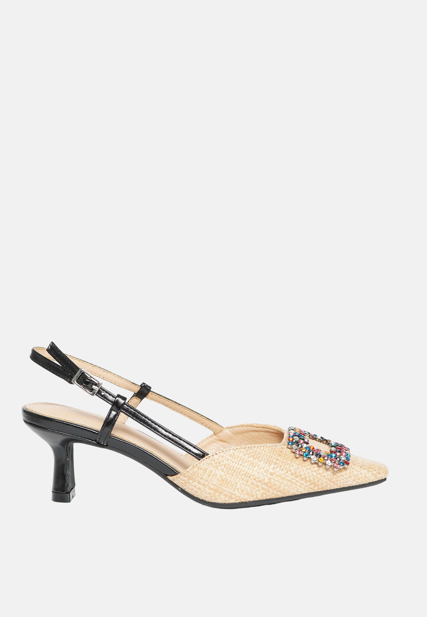 Slingback in raffia con tacco