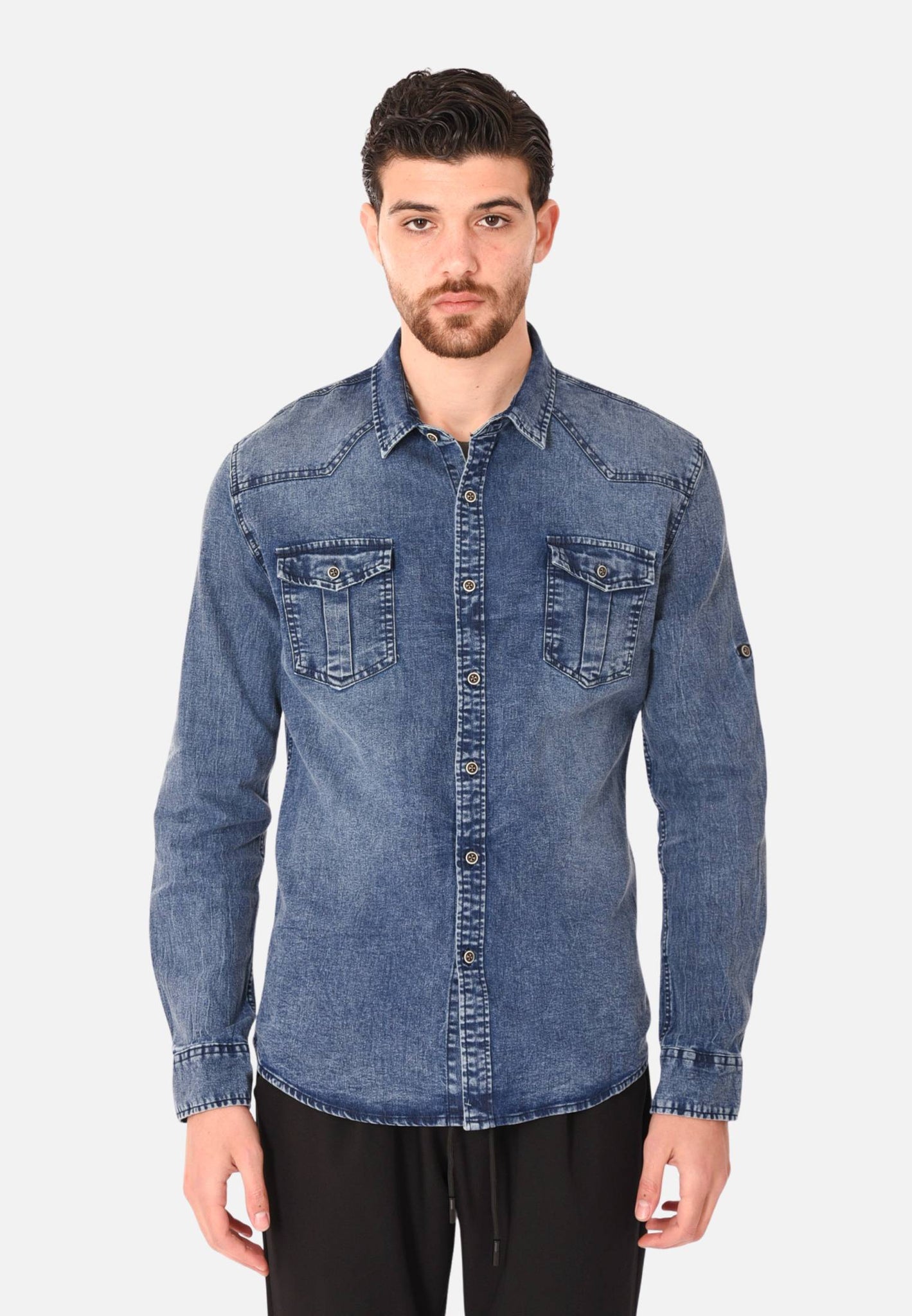 Camicia in denim lavaggio scuro