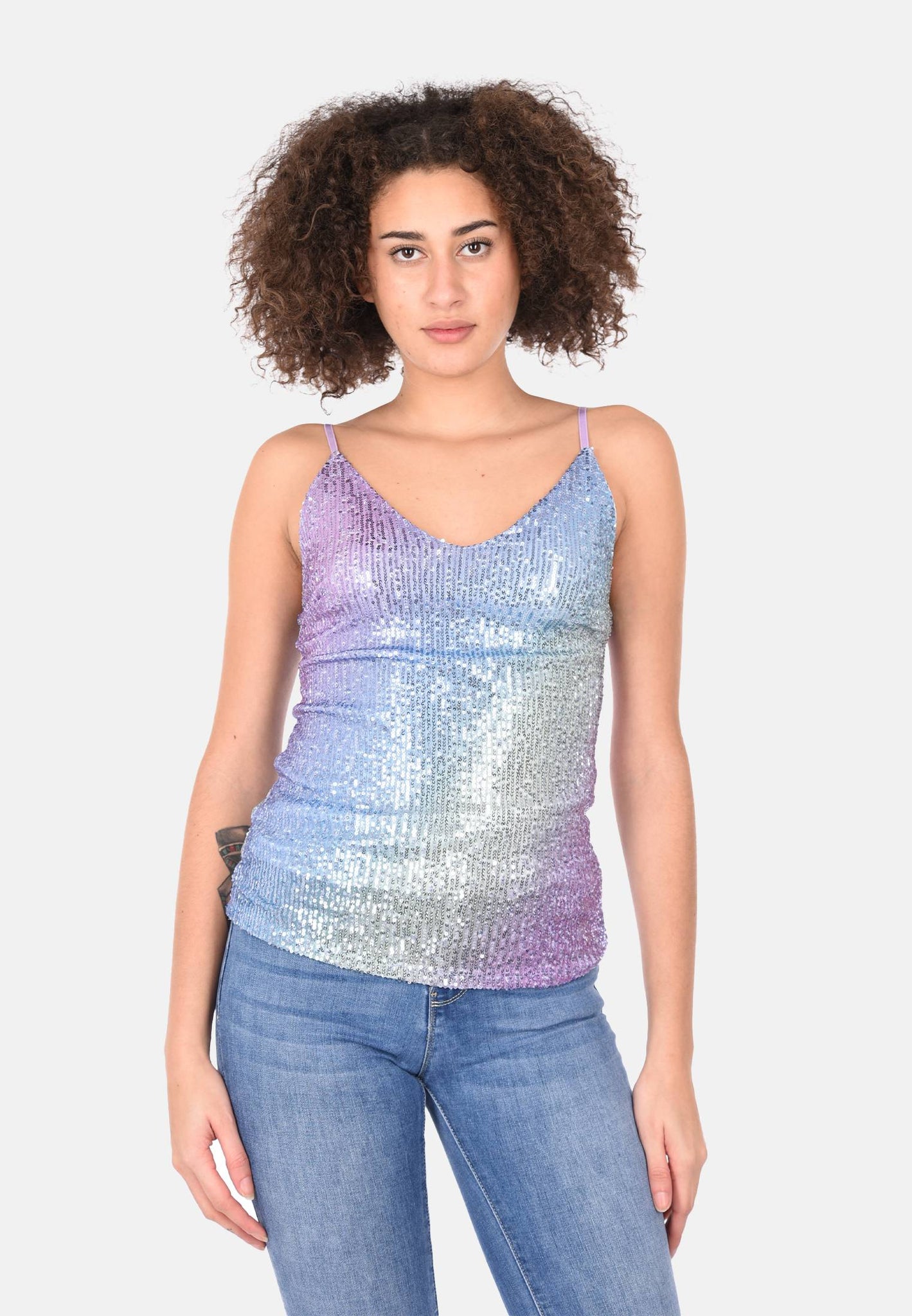 Top con paillettes multicolor