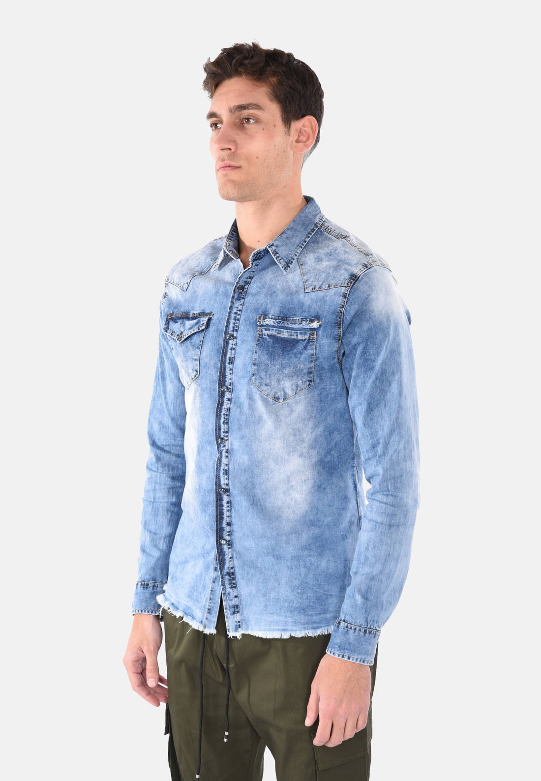 Chemise en jean effet délavé