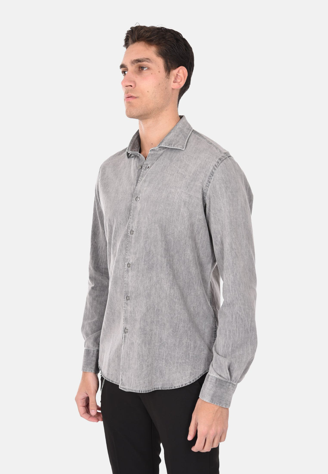 Camicia di jeans grigio effetto slavato