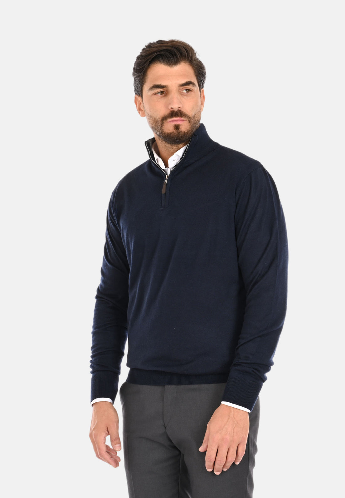 Maglione uomo lana e cashmere con mezza zip