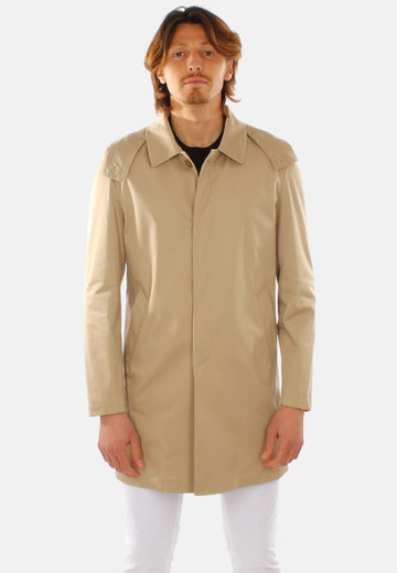 Trench beige Made in Italy con cappuccio