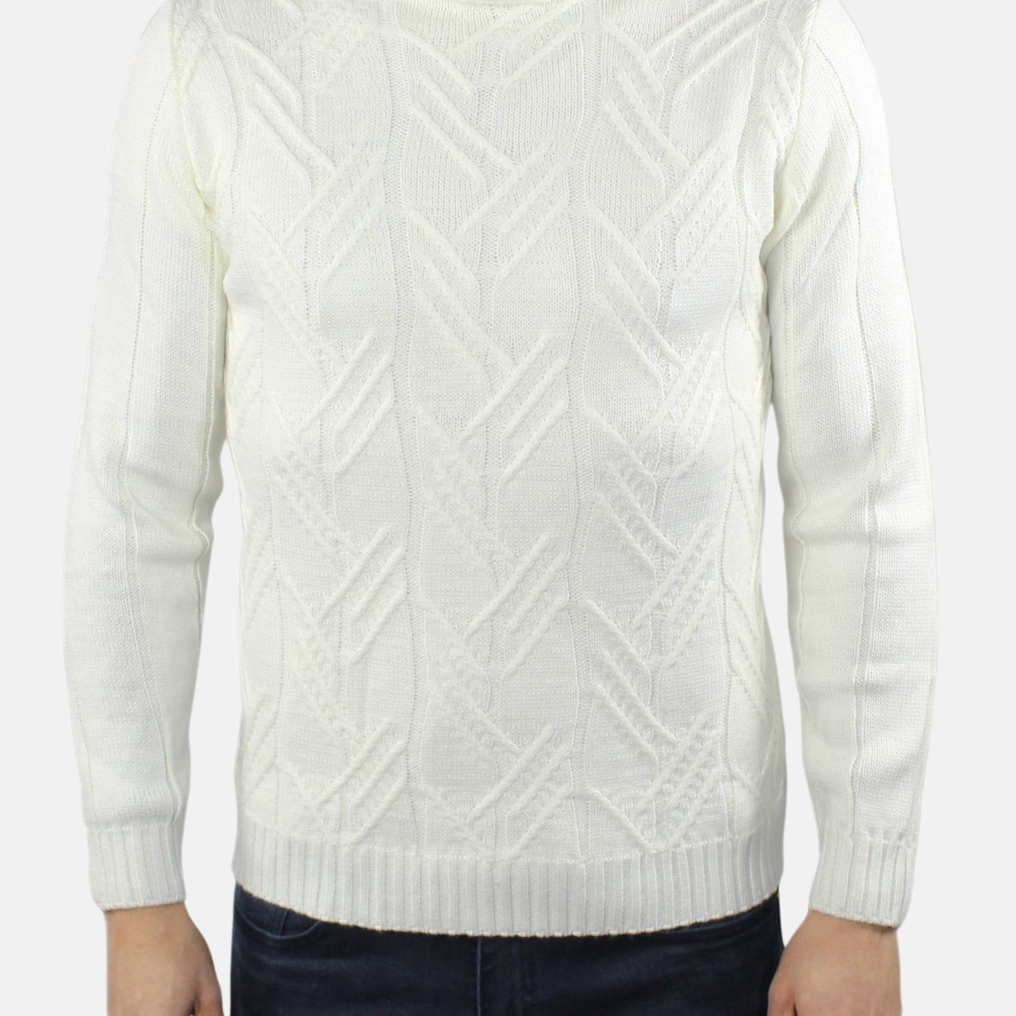 Pull col roulé en laine épaisse à tissage hexagonal