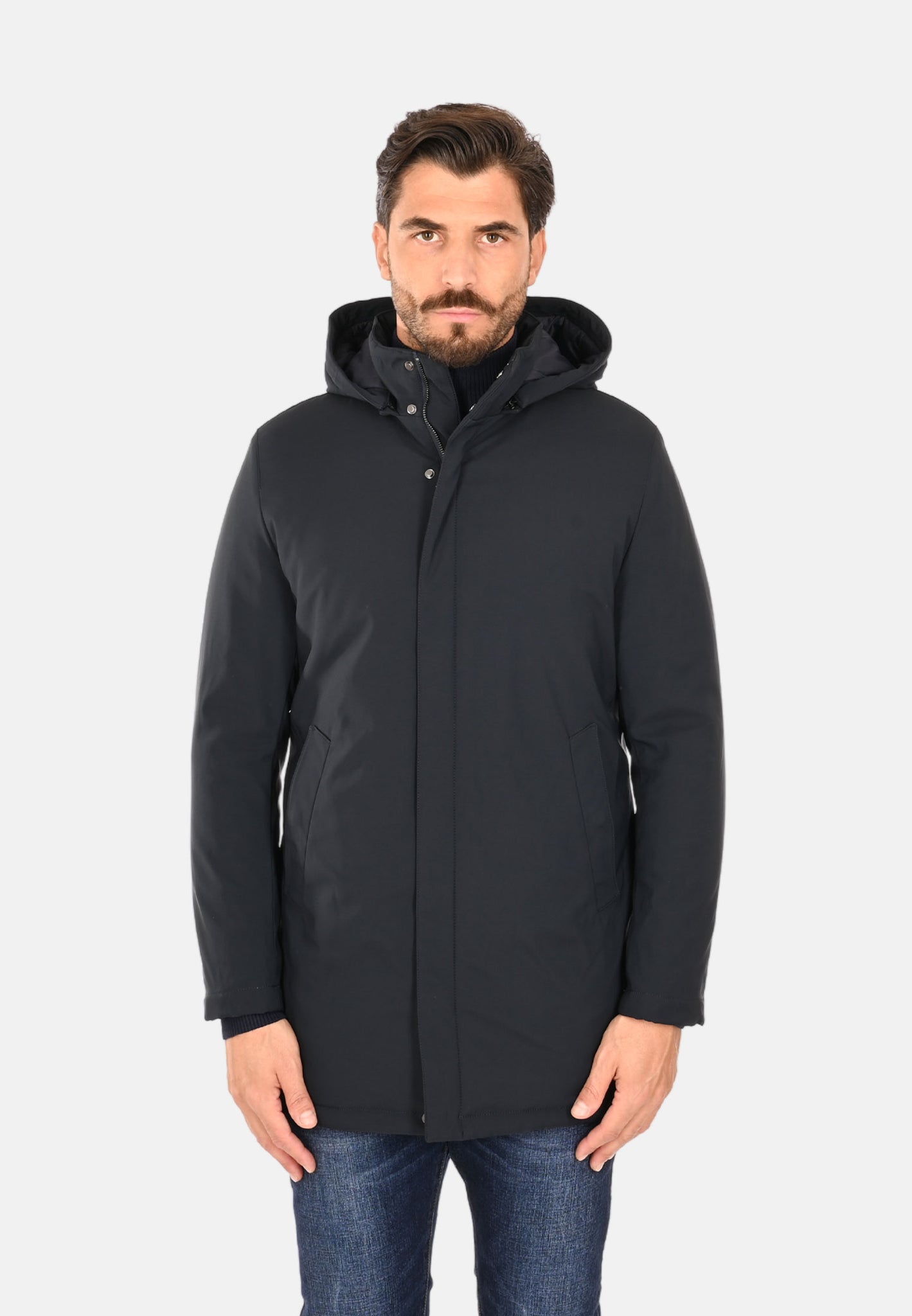 Parka tessuto tecnico con cappuccio staccabile