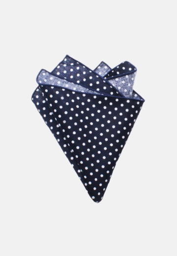 Pochette da taschino blu a pois piccoli grandi