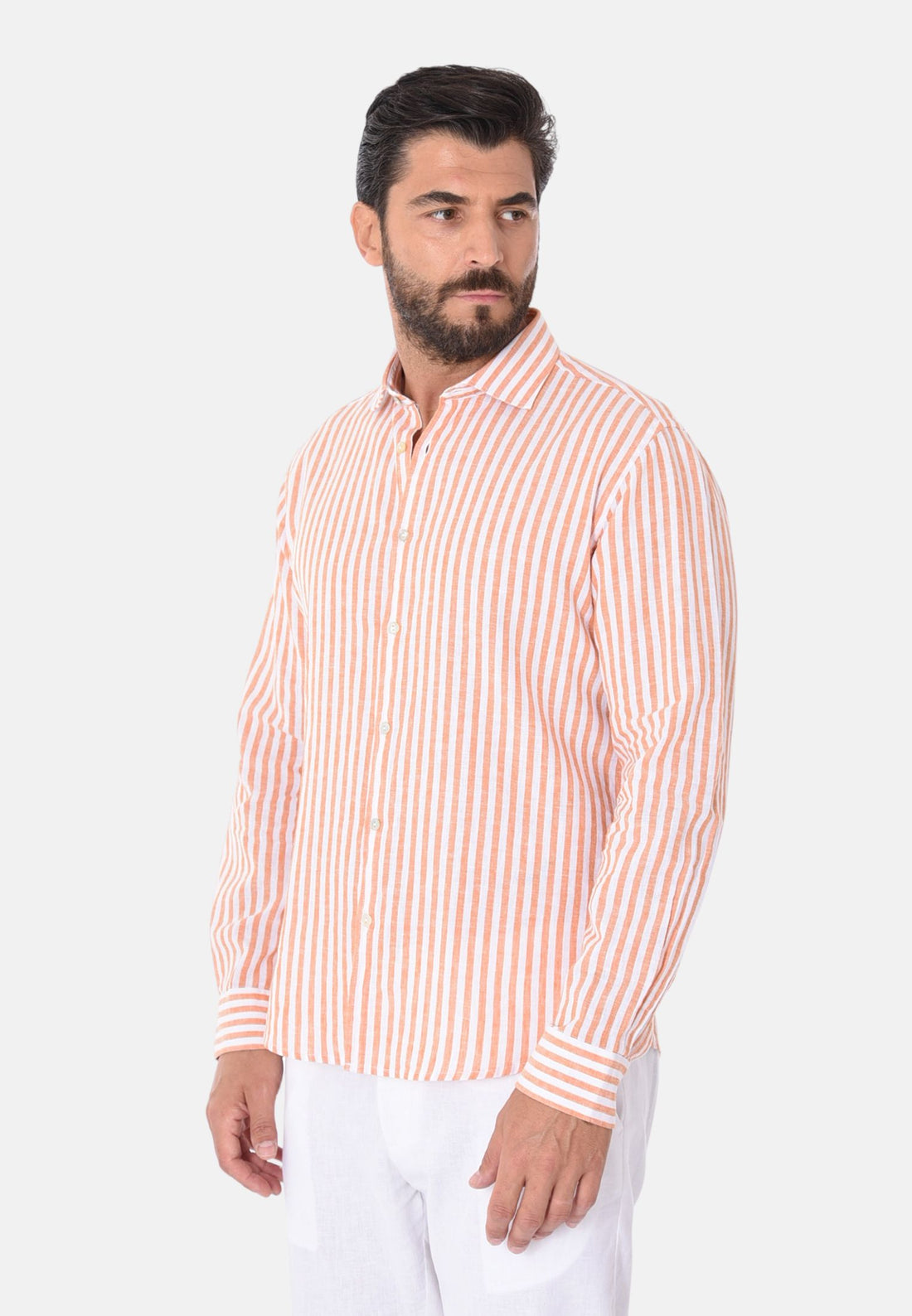 Camicia lino righe medie