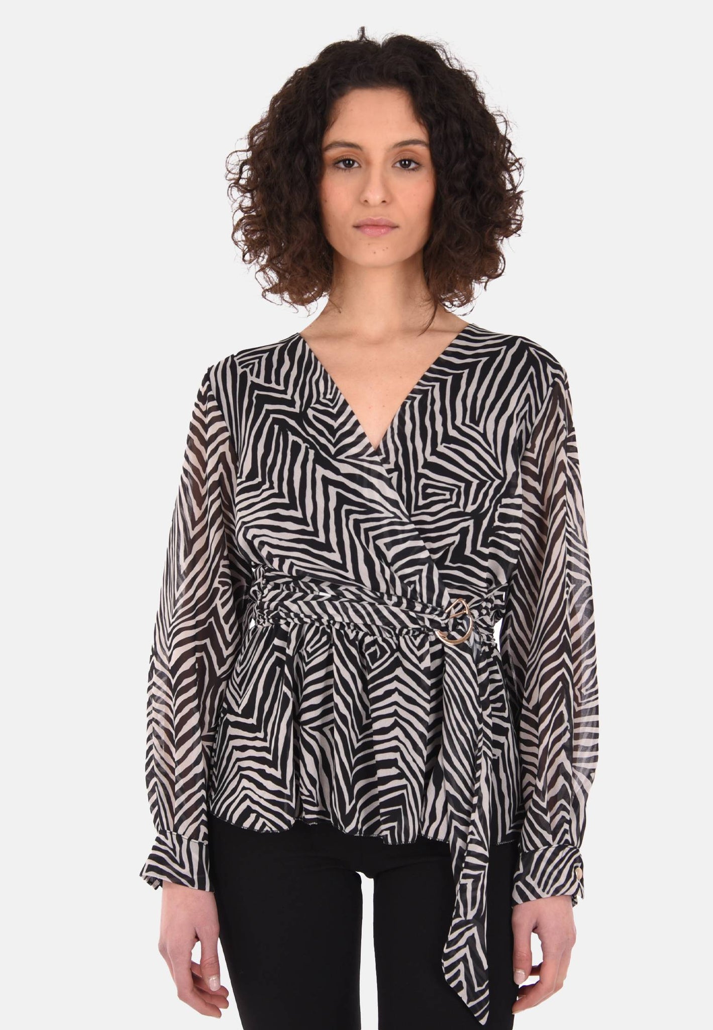 Blouse zèbre à col v