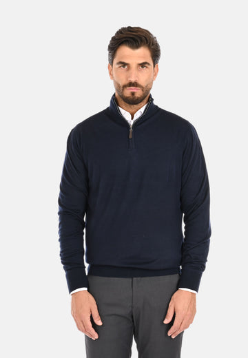 Maglione uomo lana e cashmere con mezza zip