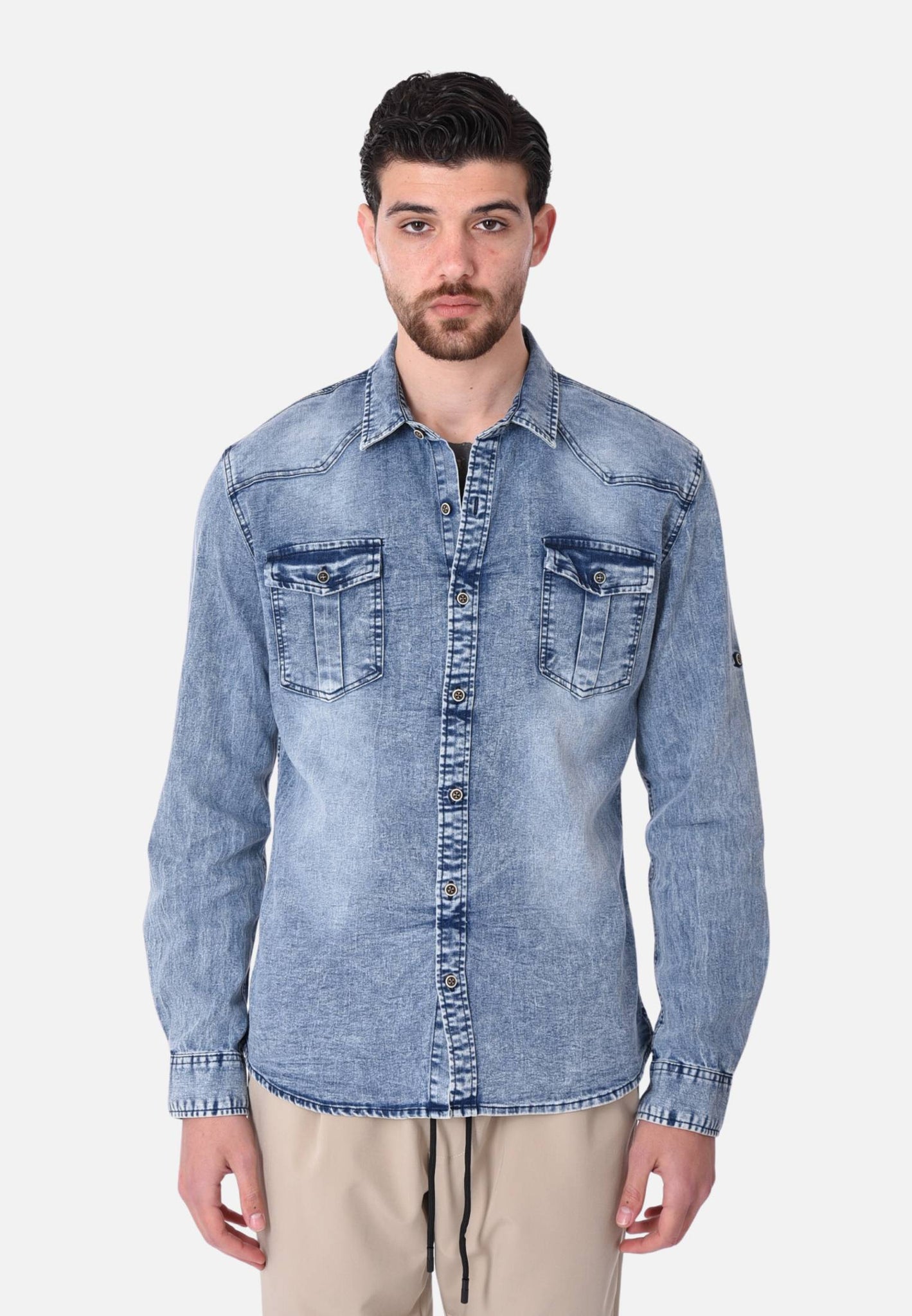 Camicia in denim slavata