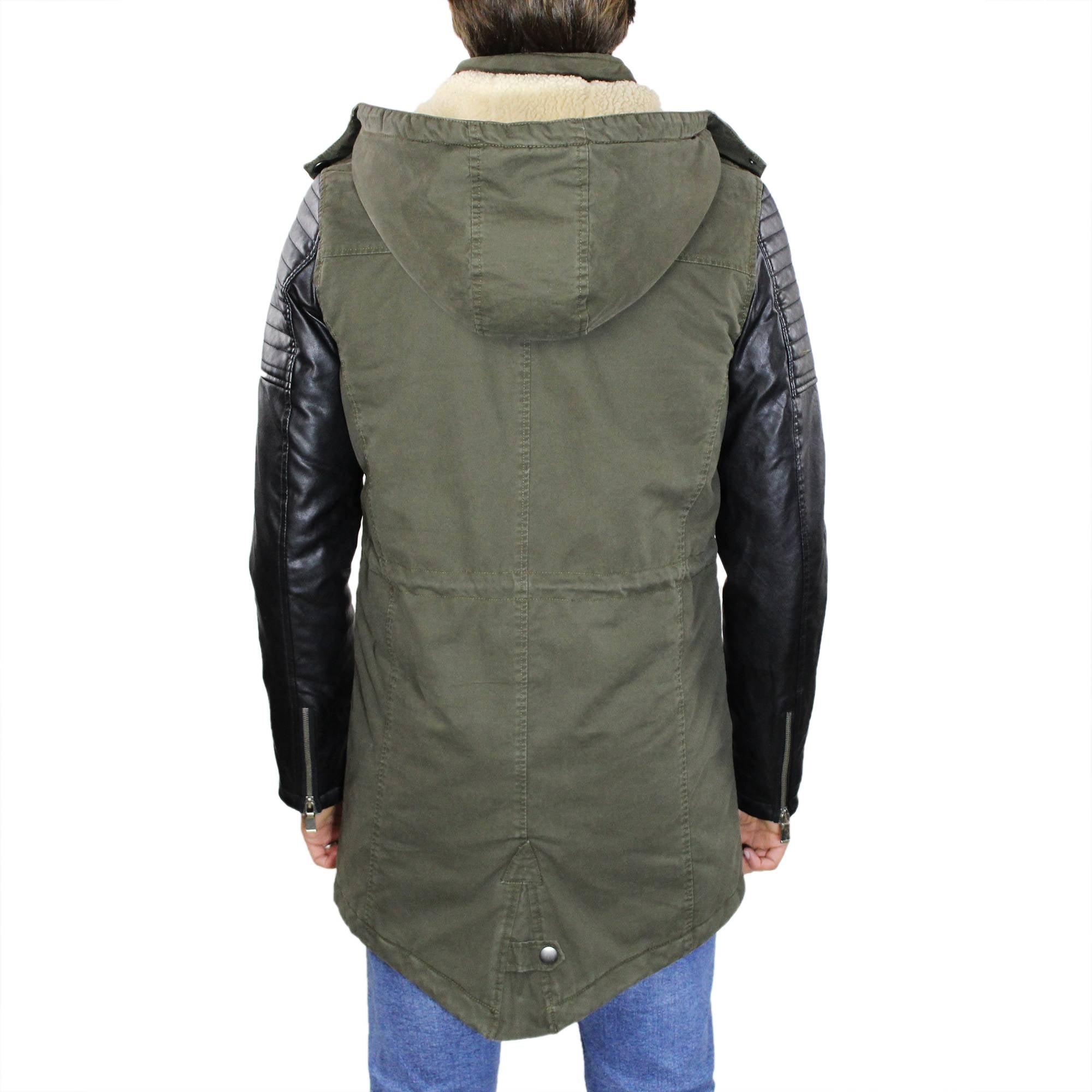 Parka verde con maniche in pelle Ciabalu