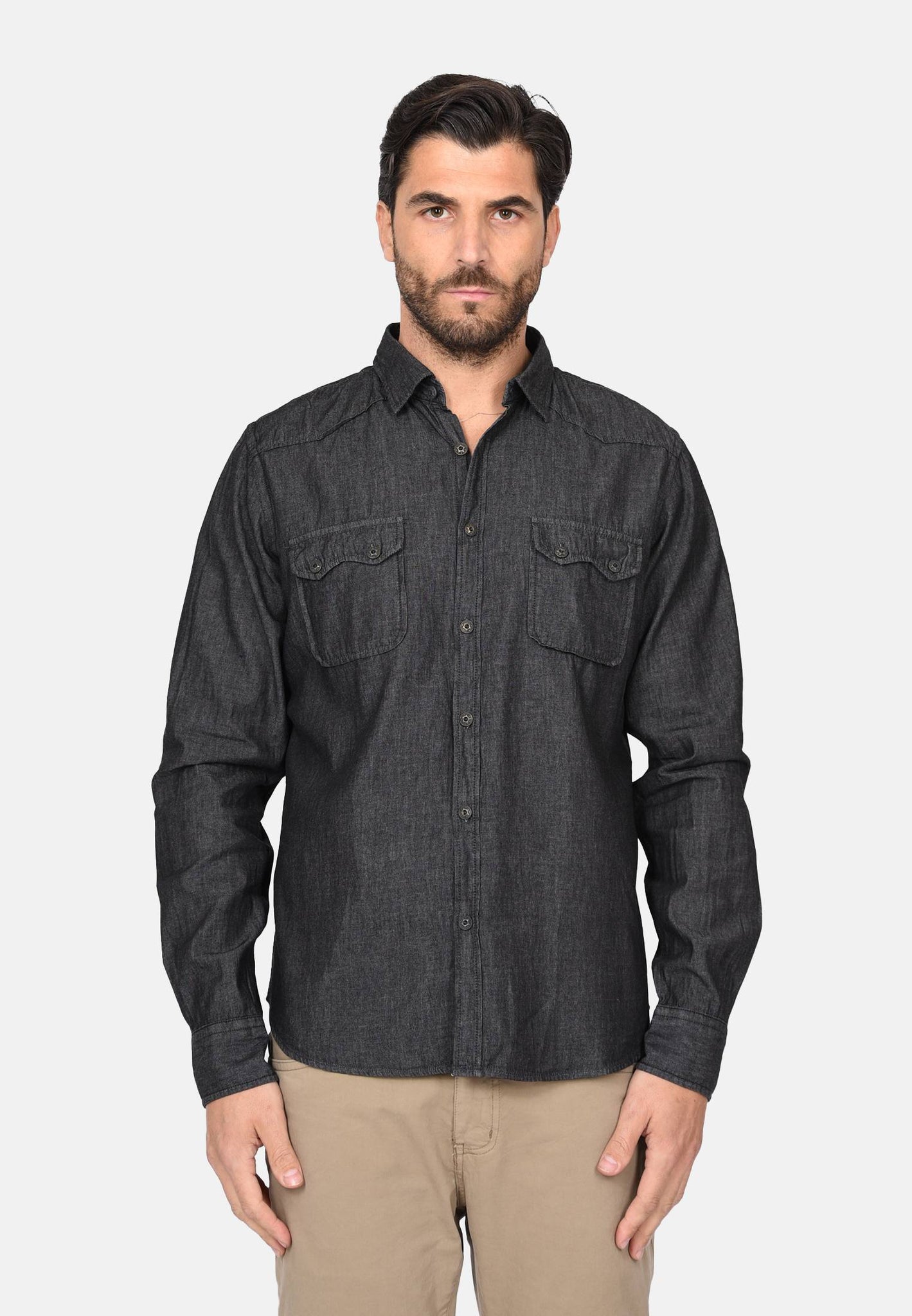 Chemise en jean délavé noir