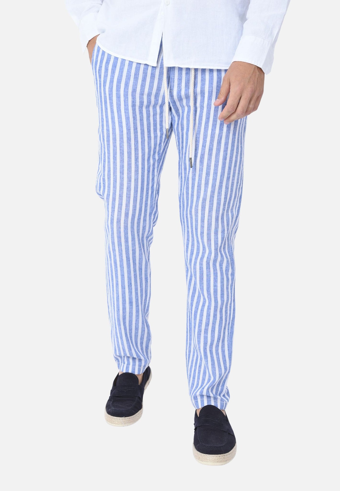 Pantalone lino a righe