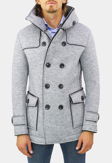 Manteau croisé à capuche