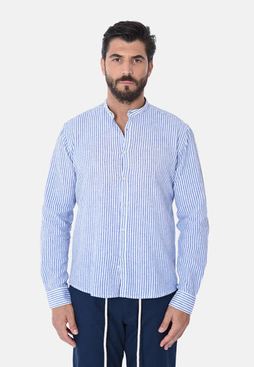 Camicia lino coreana rigata