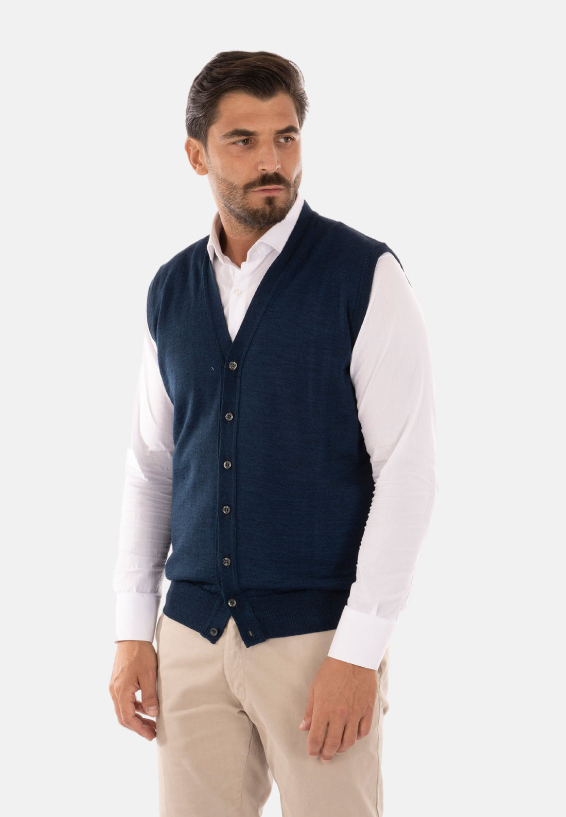 Gilet con bottoni in lana