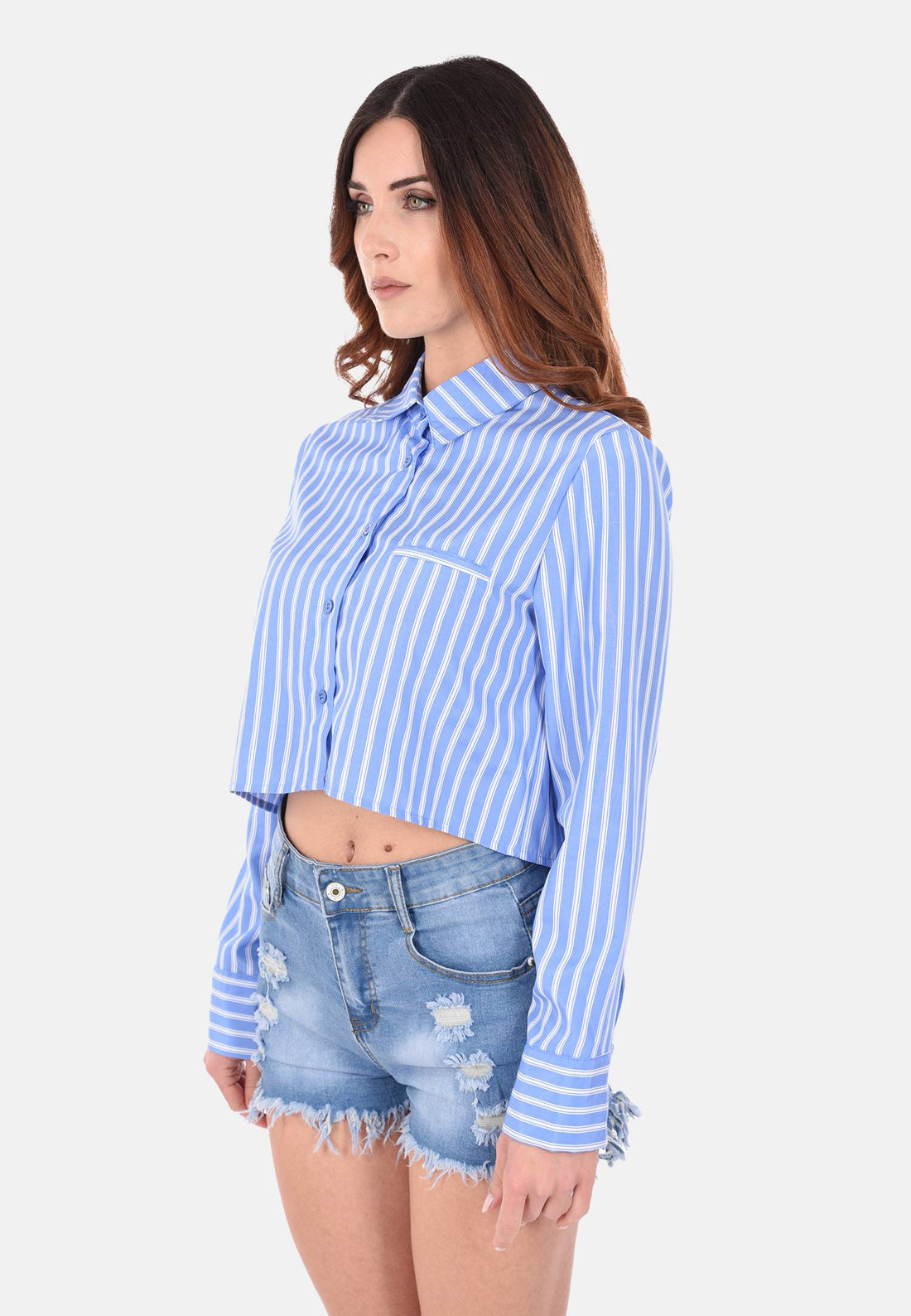 Camicia cropped a righe