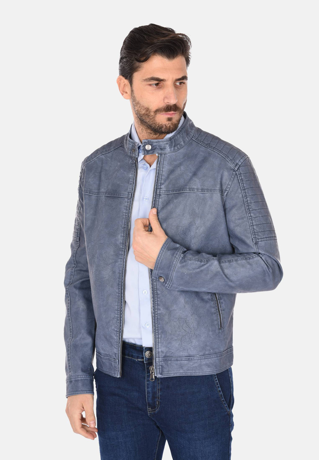 Veste en éco-cuir effet vintage