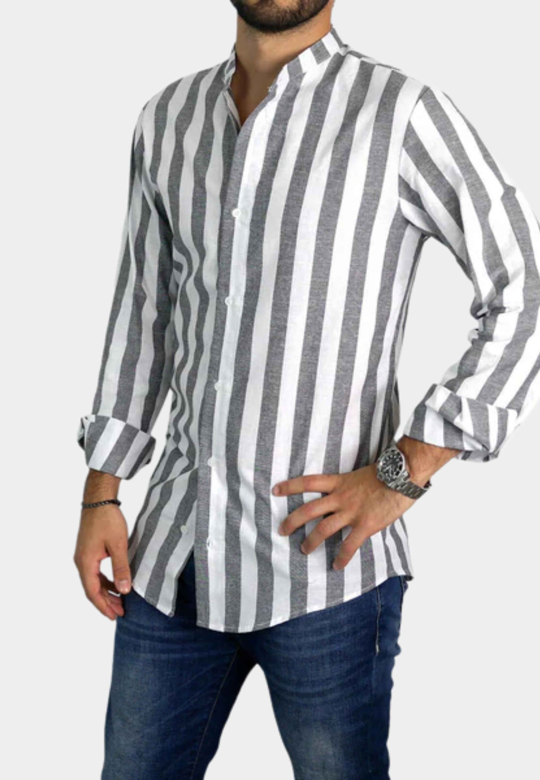 Camicia 100%lino a righe Made in Italy