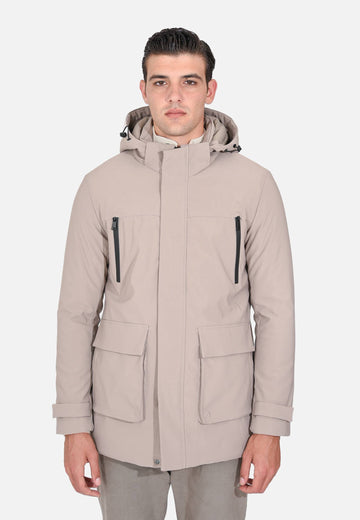 Parka con zip al petto