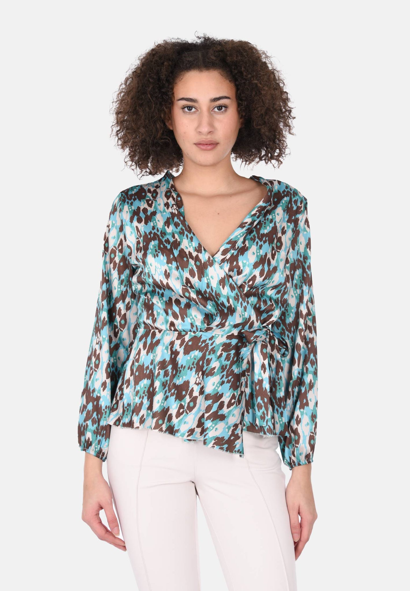 Blouse croisée à imprimé animalier