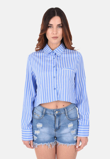 Camicia cropped a righe