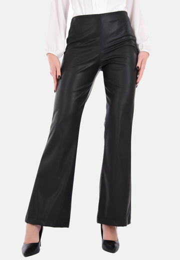 Pantalon évasé en simili cuir