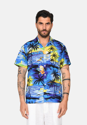 Camicia mezze maniche hawaiana