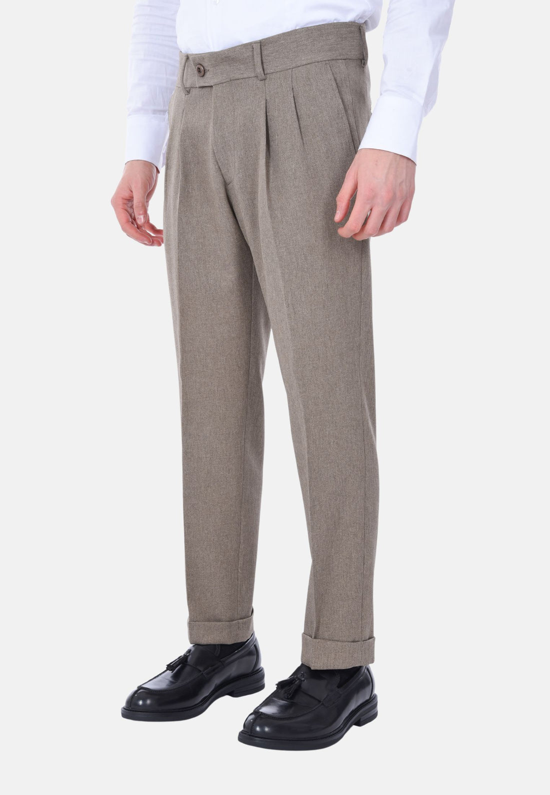 Pantalone vita alta con pinces