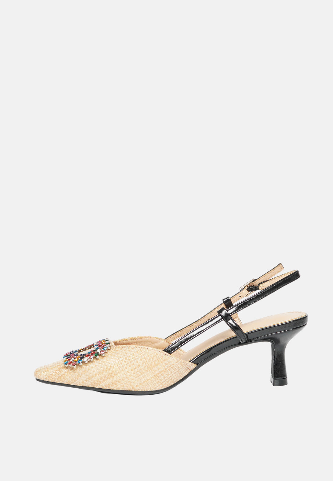 Slingback in raffia con tacco