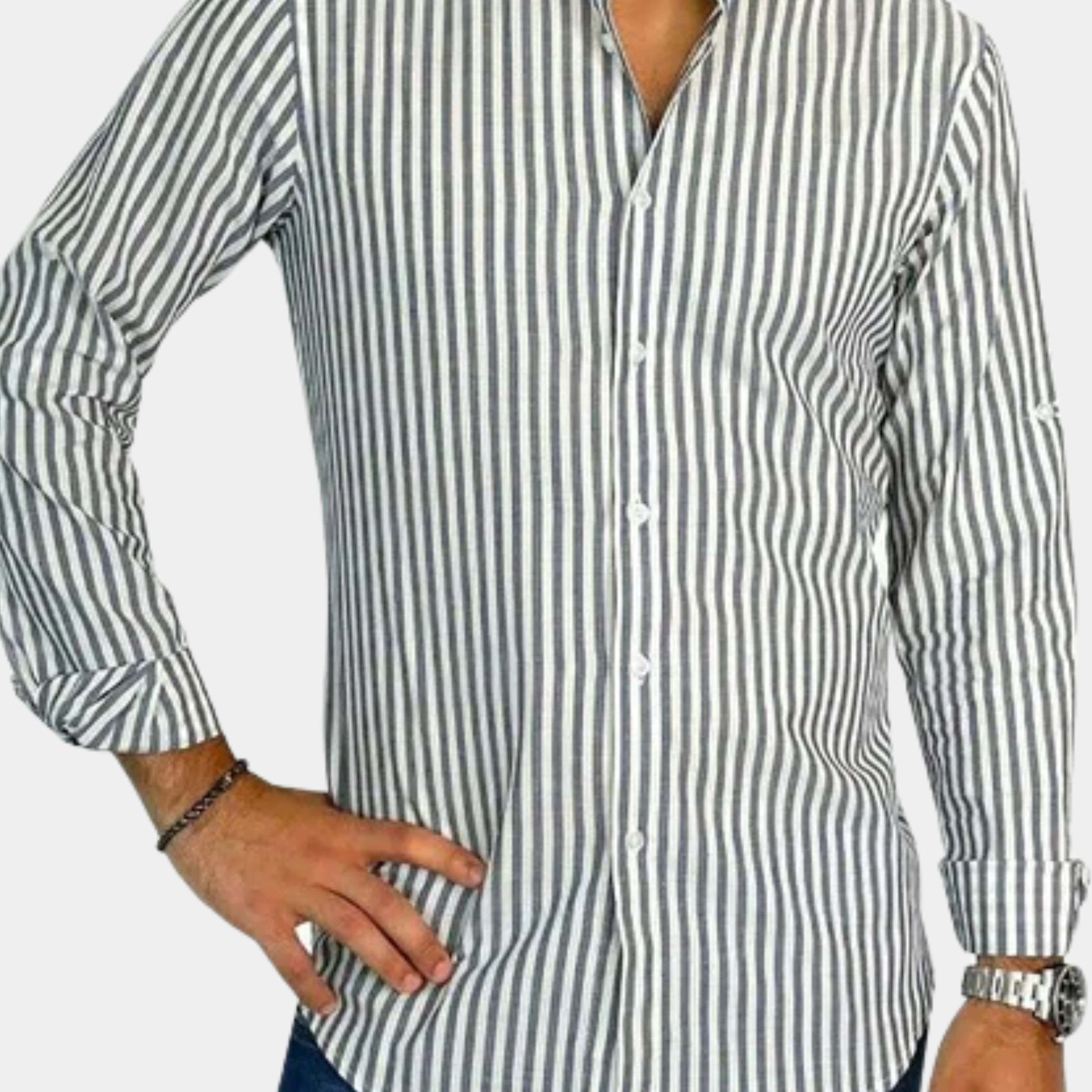 Camicia Collo Coreana a righe