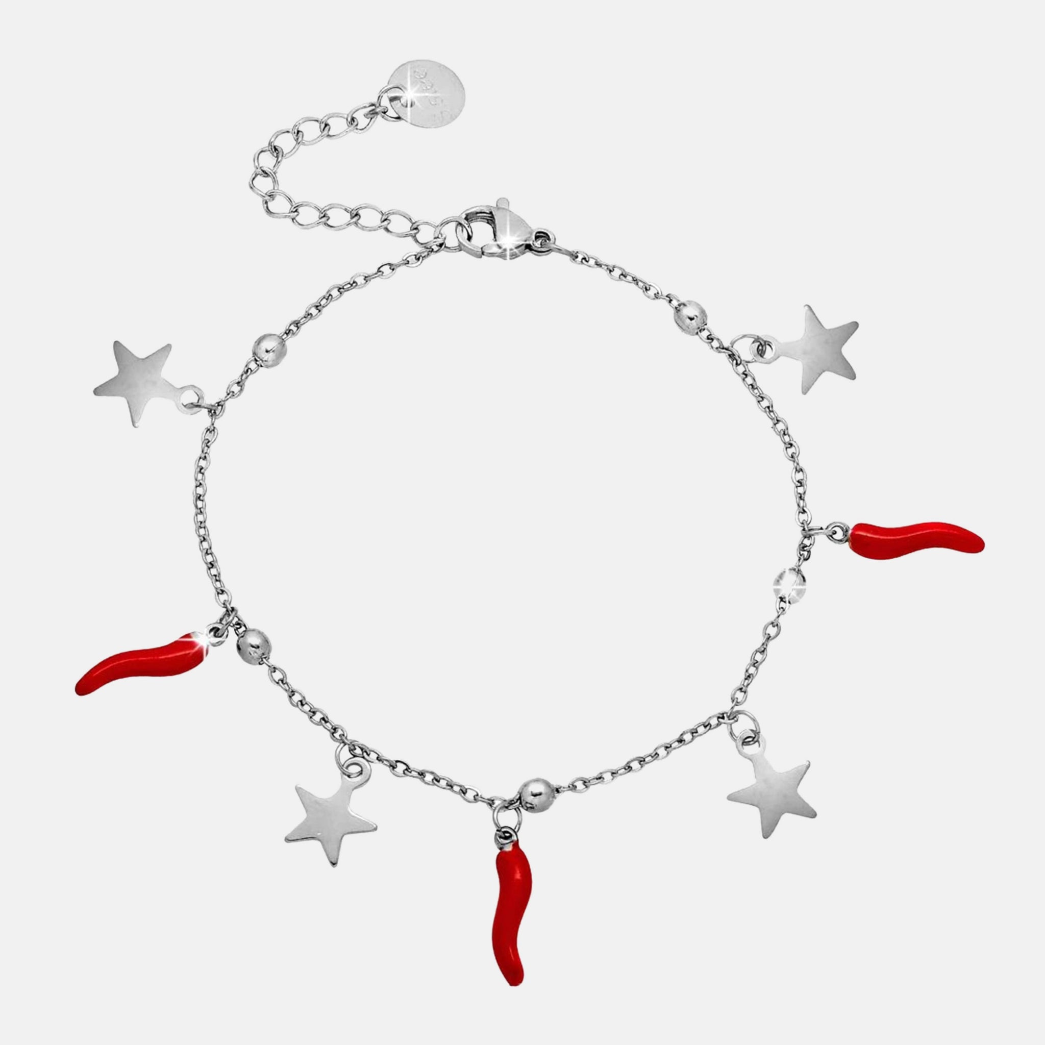 Bracciale portafortuna cornetti e stelline