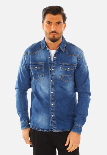 Camicia di jeans lavaggio chiaro