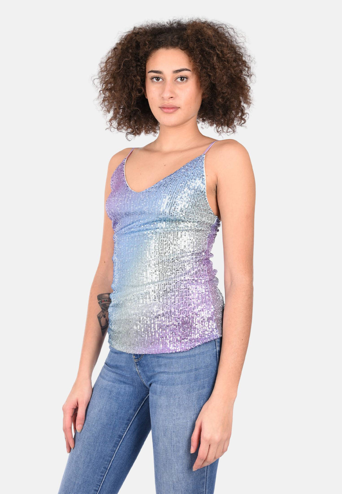 Top con paillettes multicolor